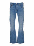 Purple Brand Blue Flared Jeans With Crinkled Effect In Stretch Cotton Denim Man