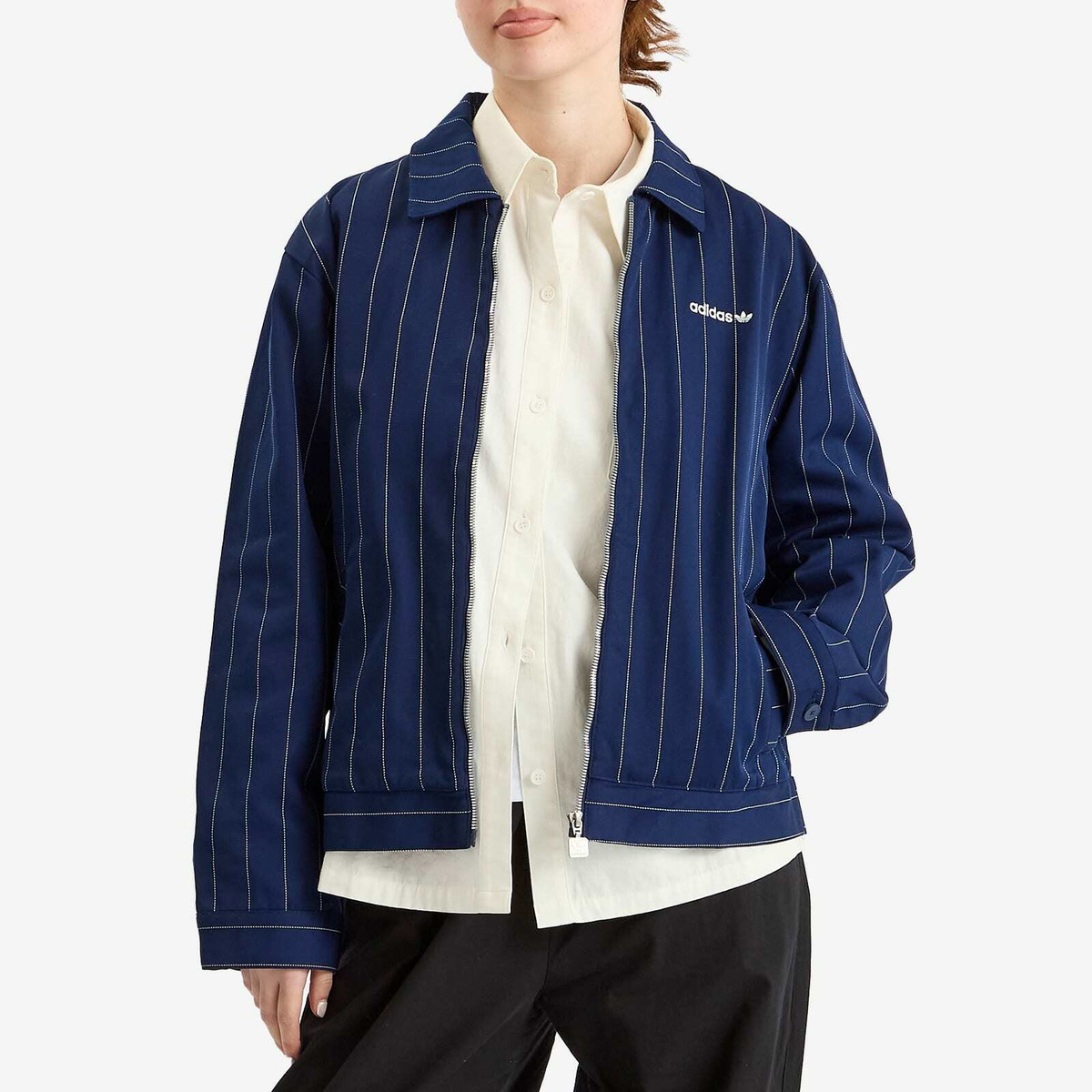 トップス 00s Adidas Pinstripe Track Jacket Adidas Women's Pinstripe H Jacket in Night Indigo/Off White adidas