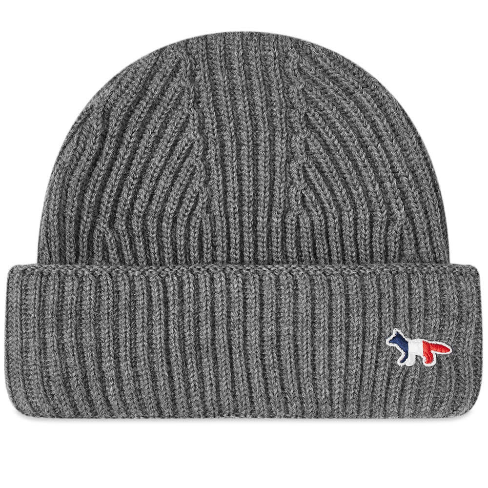 Maison Kitsuné Ribbed Hat Tricolor Fox Patch