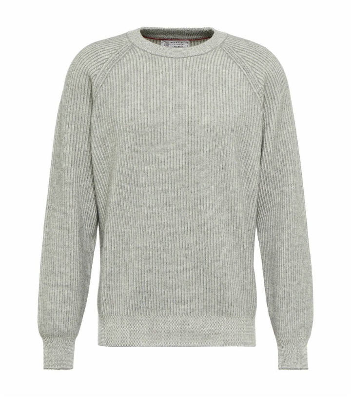 Photo: Brunello Cucinelli - Ribbed-knit cashmere vanisé sweater