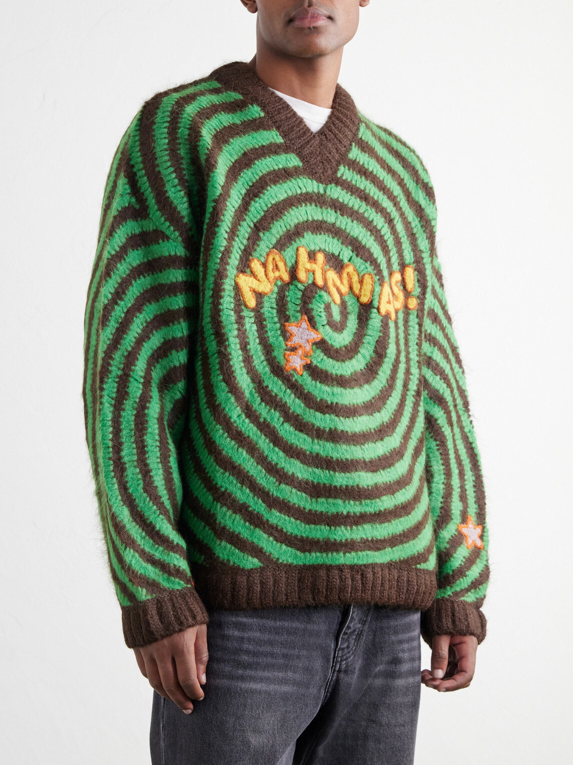 NAHMIAS - Embroidered Alpaca-Blend Crochet Sweater - Green