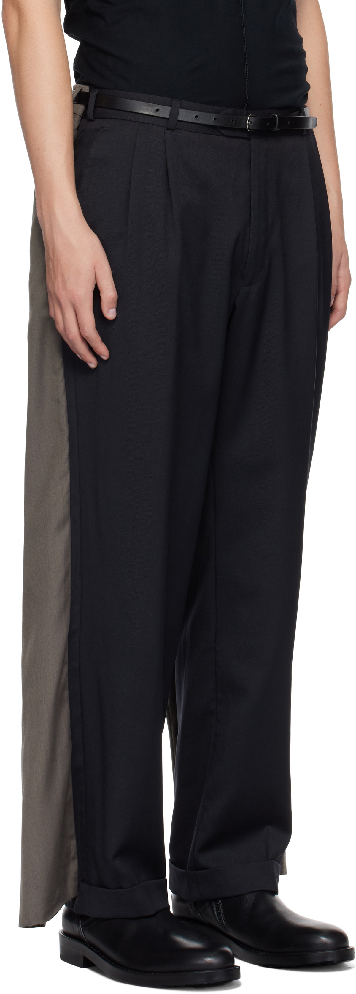 HODAKOVA Navy & Taupe Double Suit Trousers