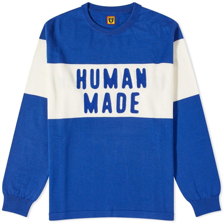 Photo: Human Made Men's Logo Knitted Sweat in Blue