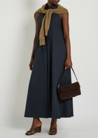 Emporio Armani Drawstring Cotton-poplin Midi Dress Navy