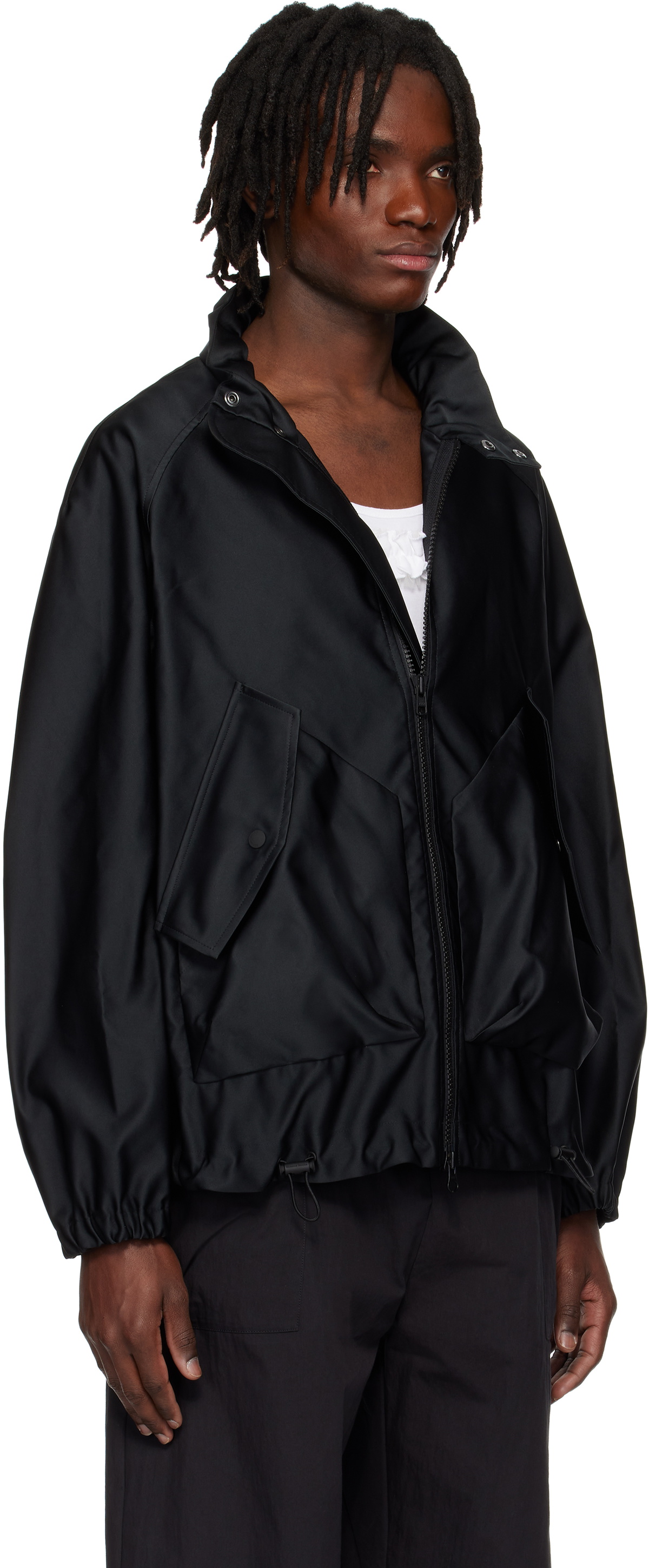 Simone Rocha ブラック ノーカラージャケット Simone Rocha Black Harrington Jacket Simone Rocha