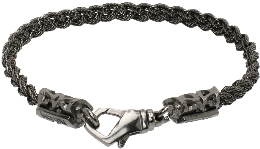 Emanuele Bicocchi Gunmetal Tiny Braided Bracelet Emanuele Bicocchi