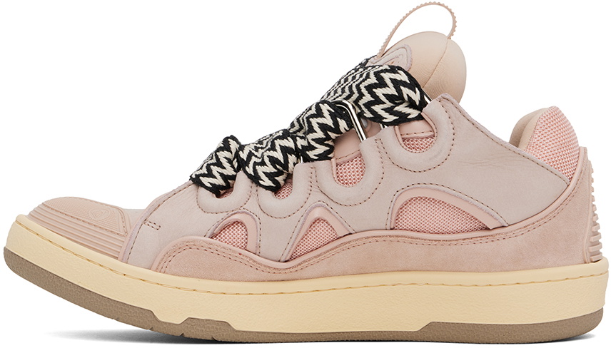 Lanvin Pink Leather Curb Sneakers Lanvin