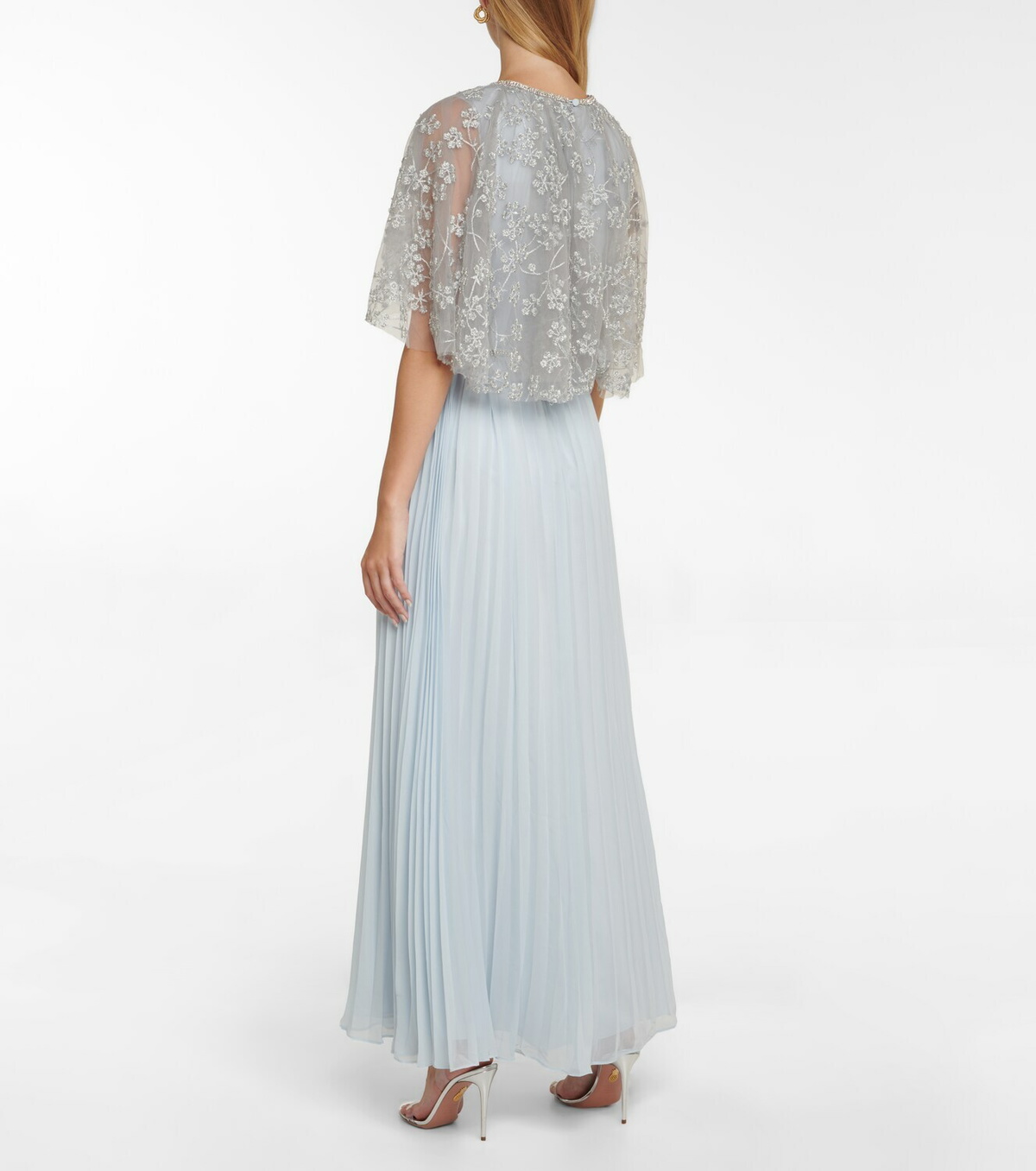 sachin and babi light blue dress Pakistani wedding dress salwar kameez net chiffon embroidery gharara kurti  outfit made on custom order main image 1