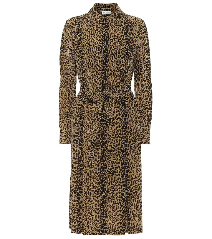 Photo: Saint Laurent Leopard-print silk shirt dress