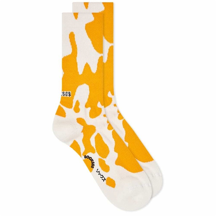 Photo: Socksss Men's Tennis Pattern Socks in Tangerine Tango