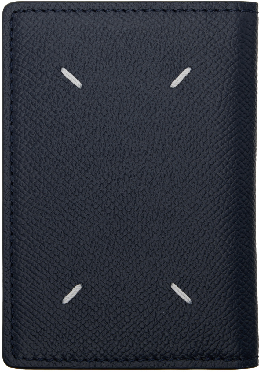 Maison Margiela Navy Four Stitches Card Holder Maison Margiela