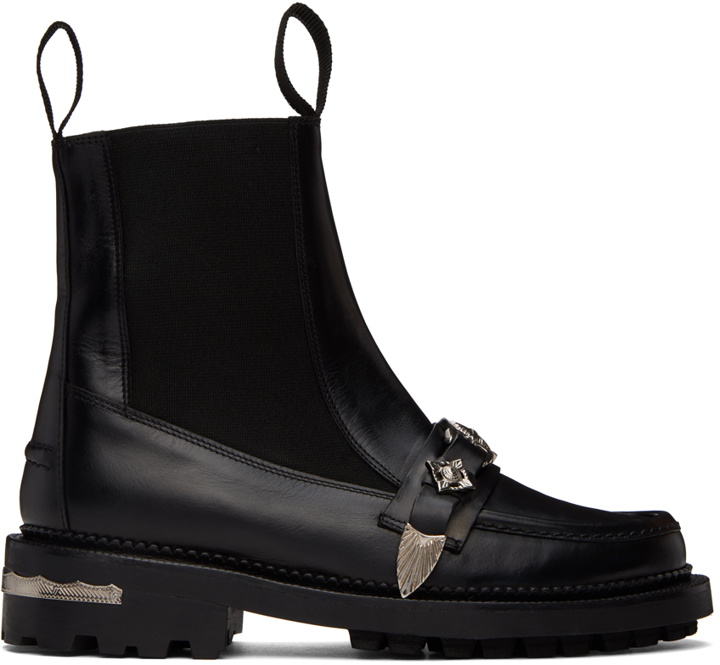 Photo: Toga Pulla SSENSE Exclusive Black Embellished Chelsea Boots