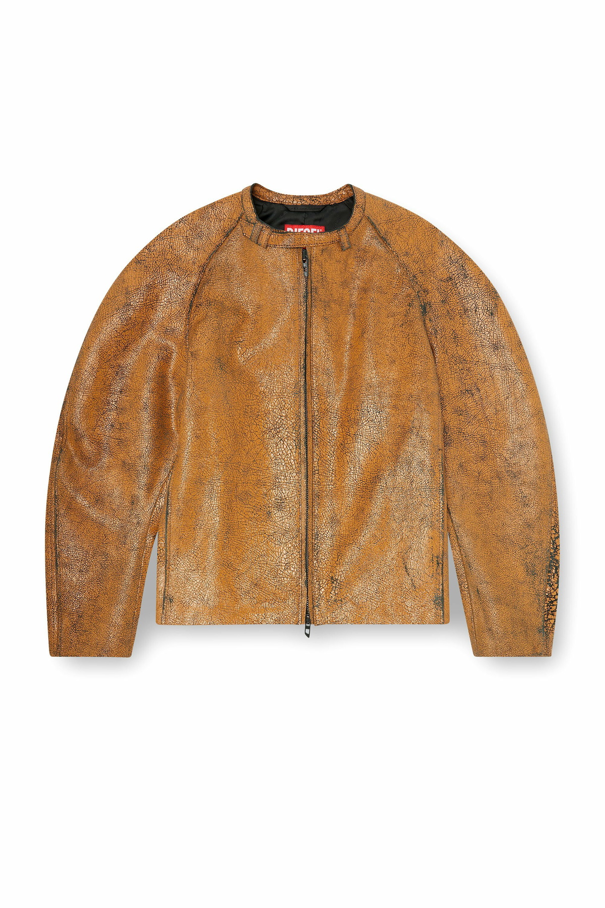 Diesel Cocoon-sleeve biker jacket in cracked leather - Leather