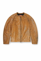 Diesel Cocoon-sleeve biker jacket in cracked leather - Leather jackets Mens in Brown