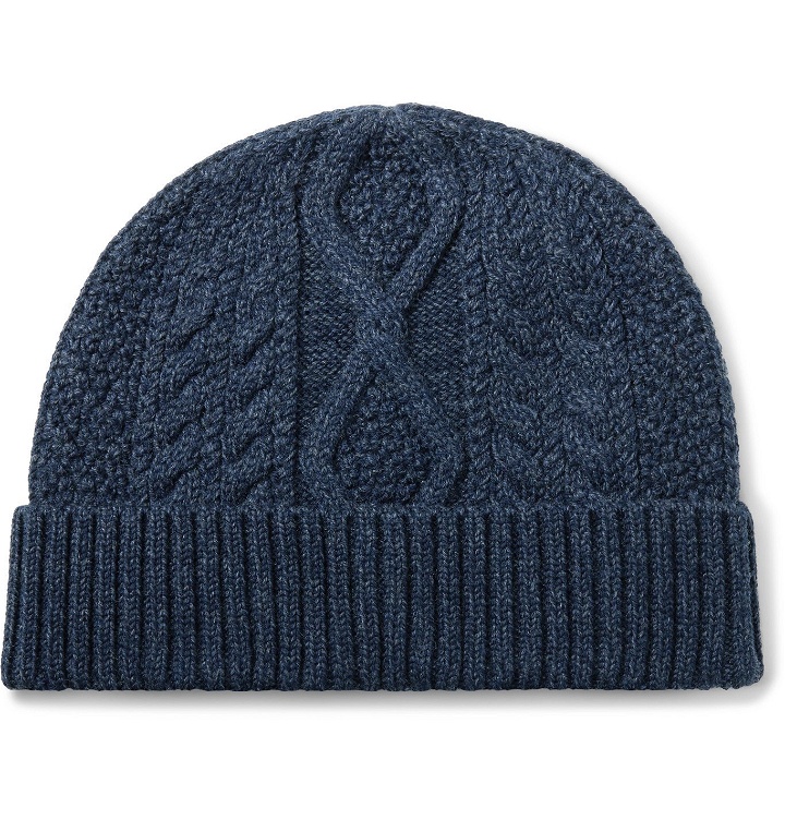 Photo: RRL - Cable-Knit Wool Beanie - Blue