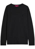 The Elder Statesman Pica Logo-embroidered Cotton and Cashmere-blend top Black