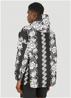Floral Hooded Anorak Jacket in Black