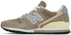 New Balance Gray & Khaki Made In USA 996 Core Sneakers