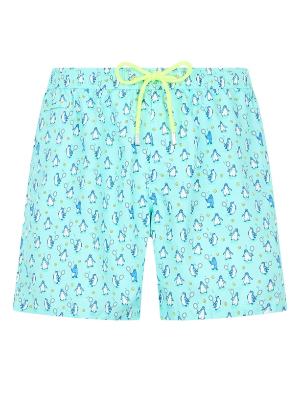 Photo: MC2 Saint Barth Man Lightweight Fabric Swim-shorts Lighting Micro Fantasy With Penguins Print