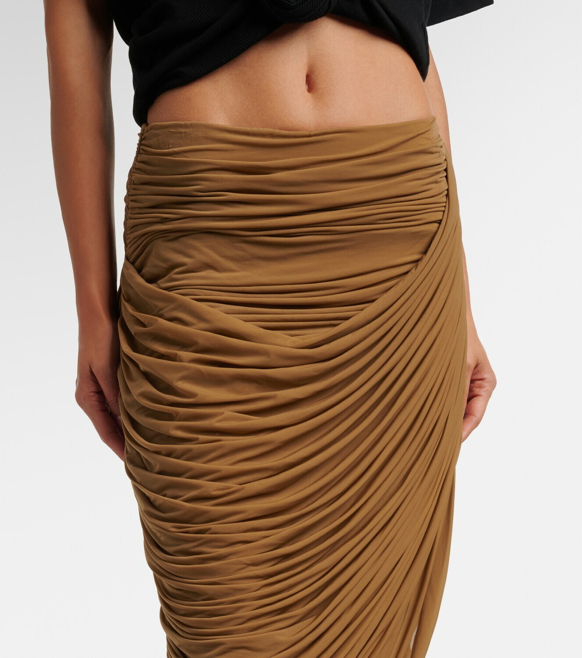 Magda Butrym Draped ruched jersey midi skirt