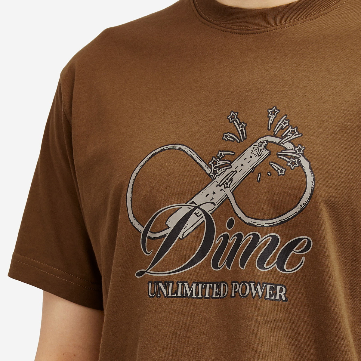【DIME】 Cursive Power T-Shirt Brown Dime Men's Cursive Power T-Shirt in Dark Brown Dime