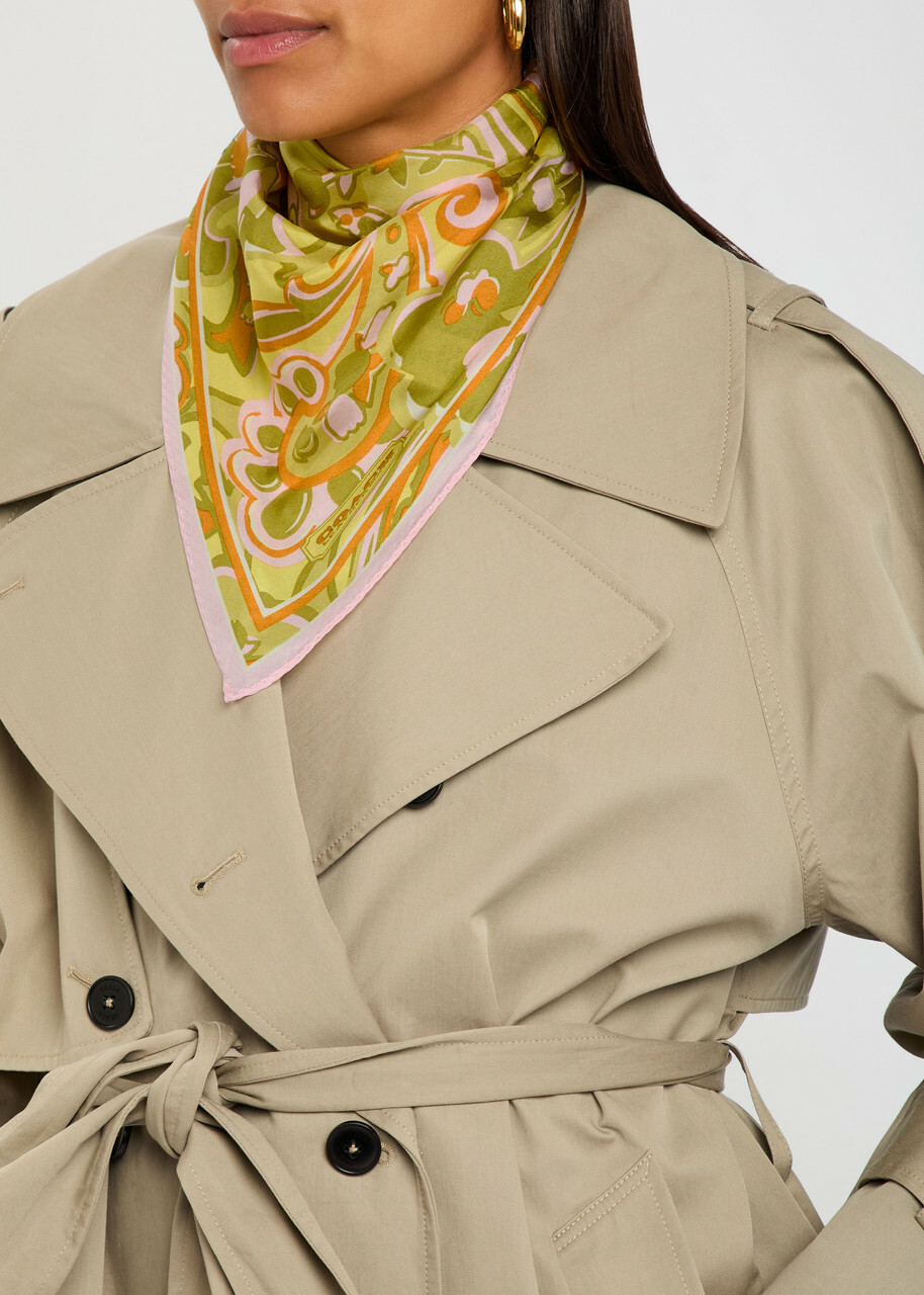 Coach Andrea Patterned Silk Triangle Scarf - Yellow - One Size