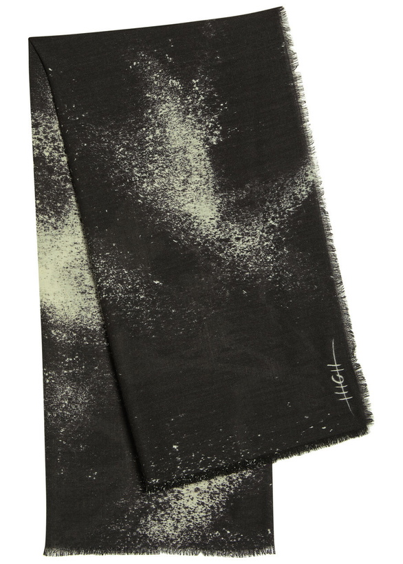 Photo: High Chirp Printed Wool Scarf - Black - One Size