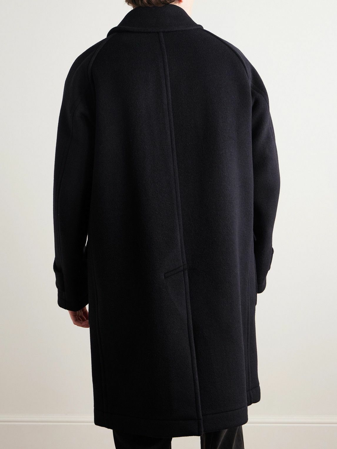 Kaptain Sunshine - Traveller Double-Faced Melton Wool Coat - Black