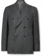 Caruso - Slim-Fit Double-Breasted Prince of Wales Checked Wool Suit Jacket - Gray