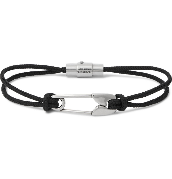 Photo: ALEXANDER MCQUEEN - Safety Pin Cord and Silver Bracelet - Black