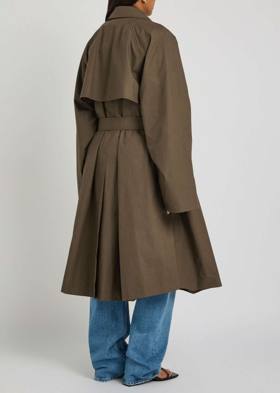 Calvin Klein Zeland Belted Cotton Trench Coat Brown
