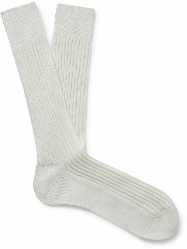 Photo: TOM FORD - Ribbed Cotton Socks - White