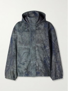 Balenciaga - Logo-Embroidered Distressed Printed Denim Hooded Jacket - Blue