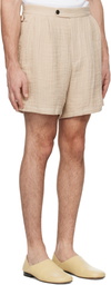 Tonywack Beige Double Weave Linen Shorts