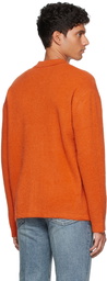 Solid Homme Orange Collared Cardigan