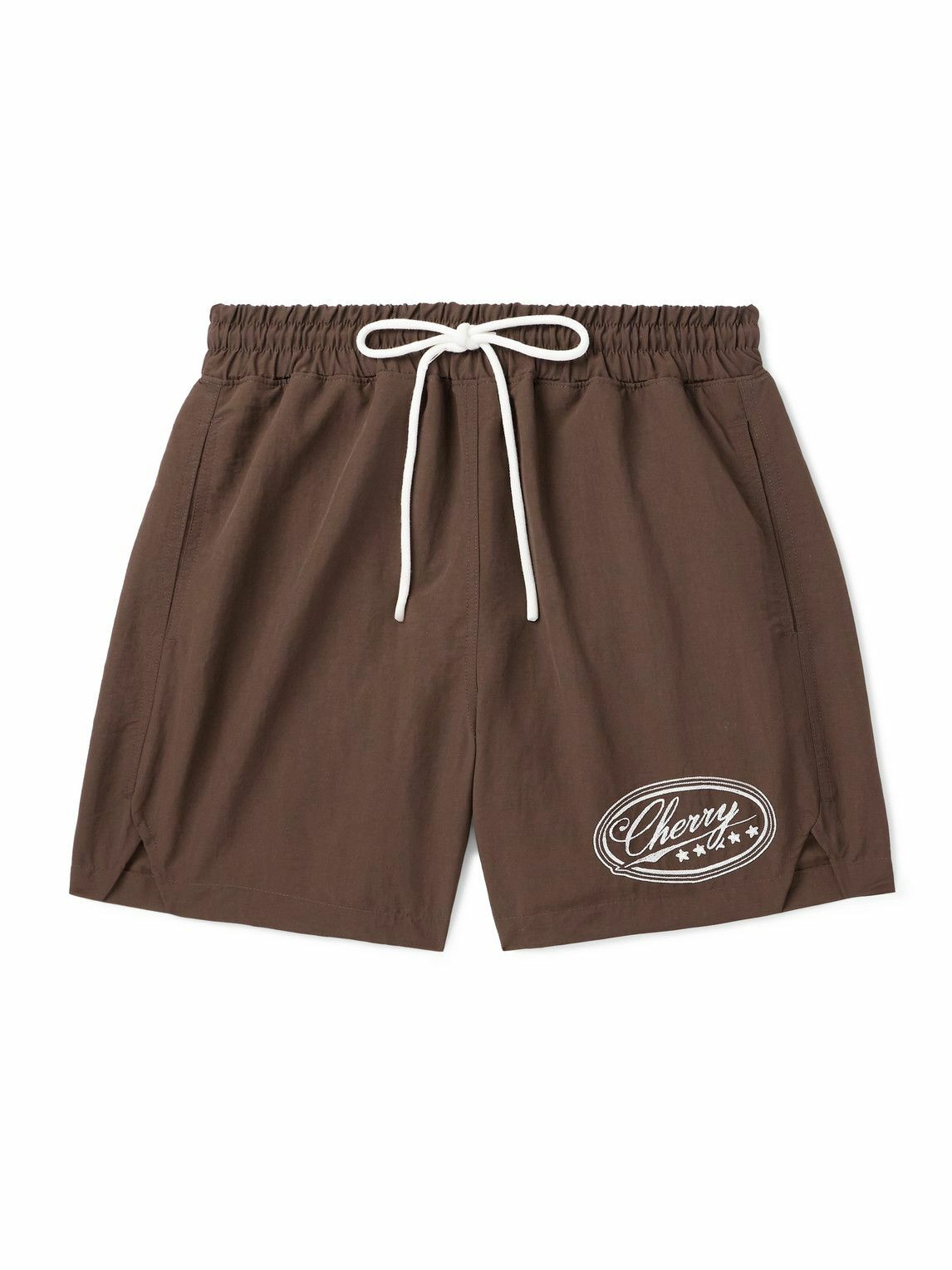 Cherry Los Angeles - Five Star Straight-Leg Mid-Length Logo-Embroidered Shell Swim Shorts - Brown