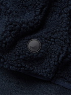 Folk - Puzzle Webbing-Trimmed Logo-Appliquéd Fleece Gilet - Blue