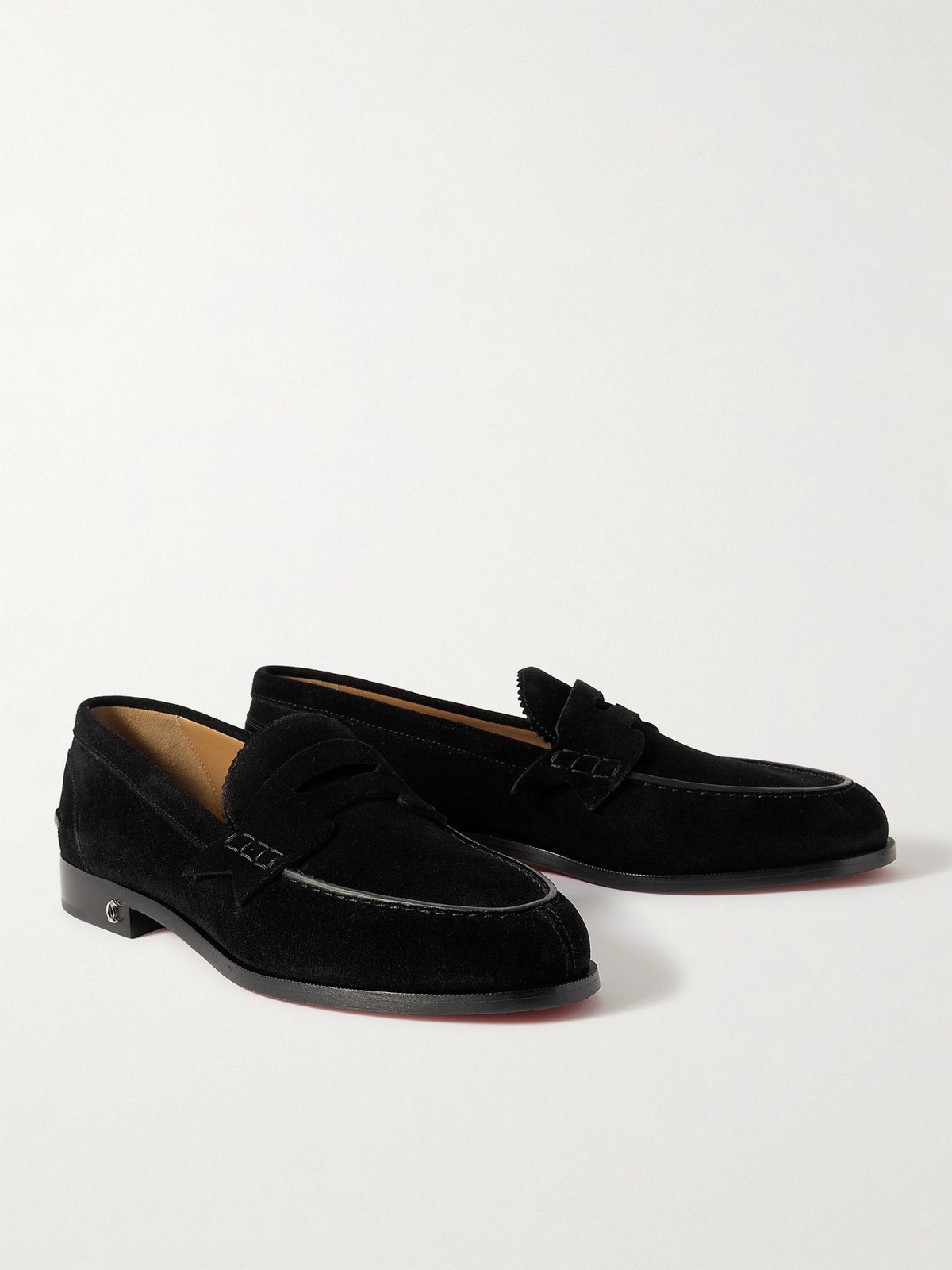 Penny No Back Suede And Croc Effect Loafers in Black - Christian Louboutin