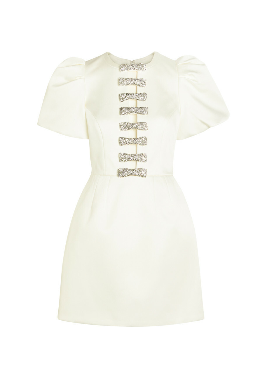 Rebecca Vallance Blaise Crystal-embellished Satin-twill Mini Dress Ivory