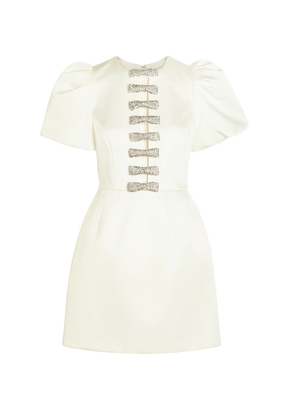 Photo: Rebecca Vallance Blaise Crystal-embellished Satin-twill Mini Dress Ivory