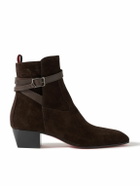 Christian Louboutin - Rosalio Jodhpur Buckled Leather-Trimmed Suede Chelsea Boots - Brown