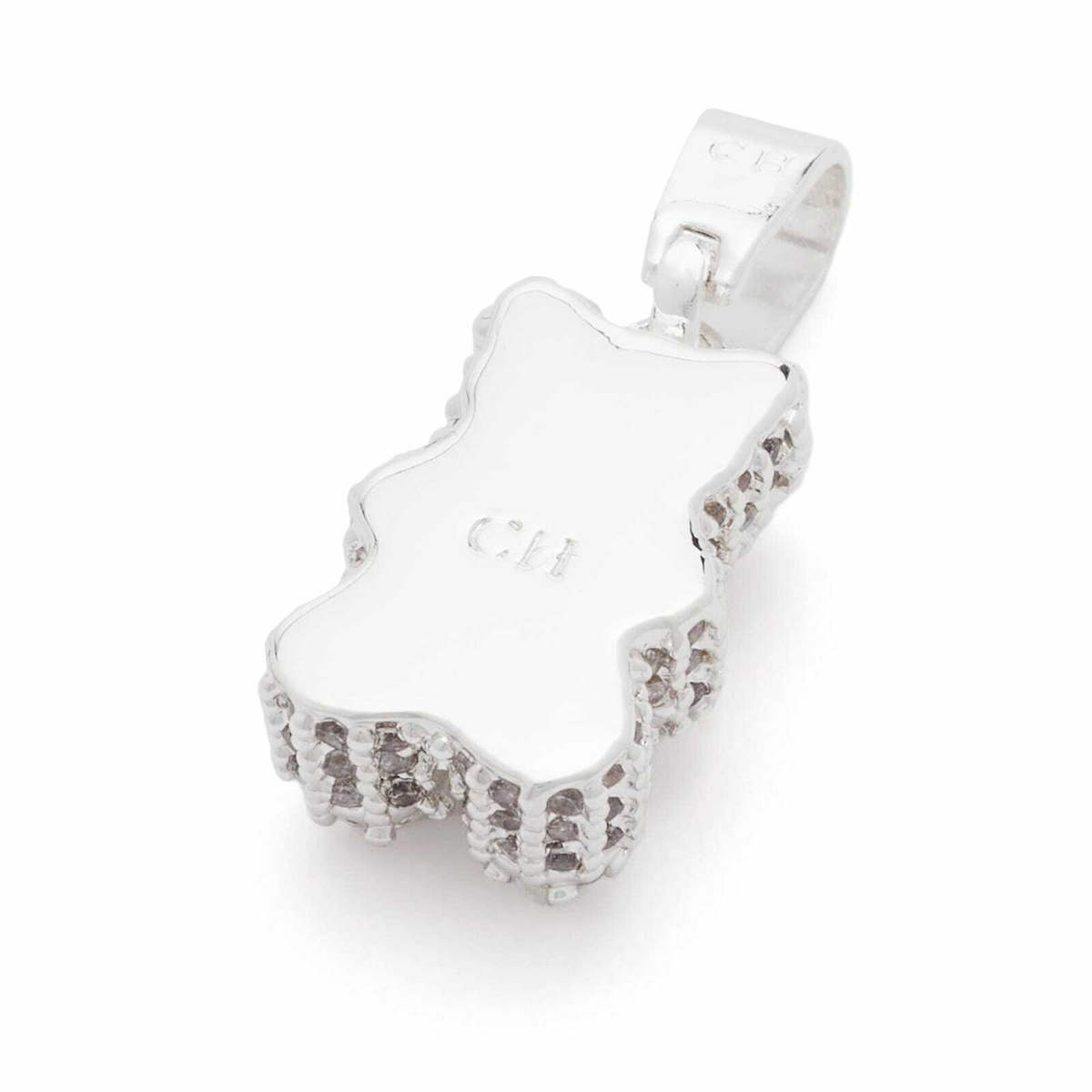Crystal Haze Women's Pave Nostalgia Bear Necklace Charm in Silver 