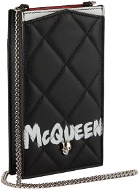 Alexander McQueen Black Leather Logo Chain iPhone Case