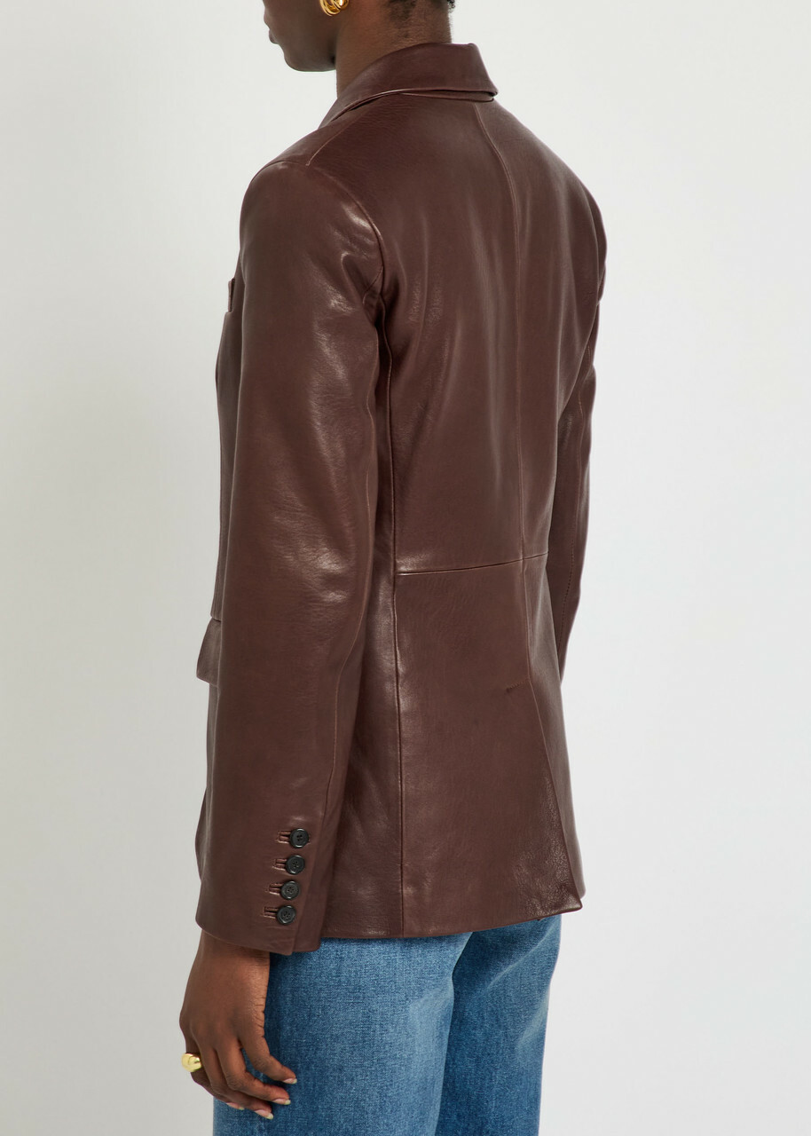 Nili Lotan Belmonde Leather Blazer Bordeaux
