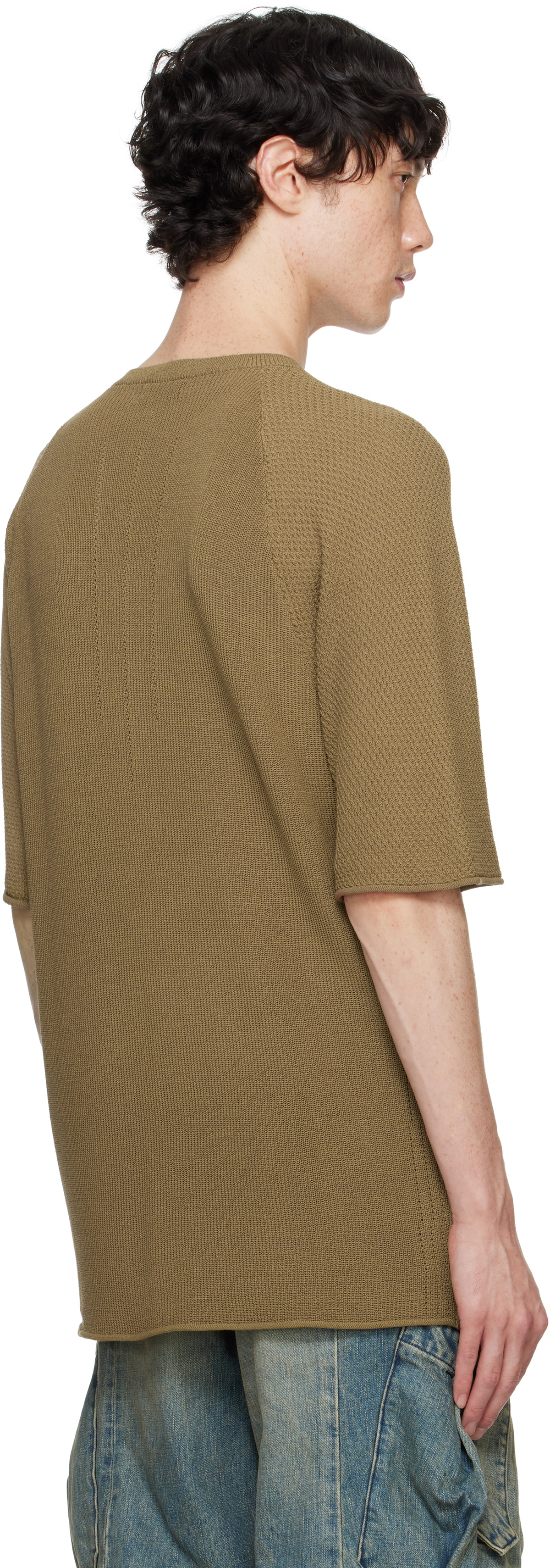 DEVOA Khaki Short Sleeve Knit T-shirt