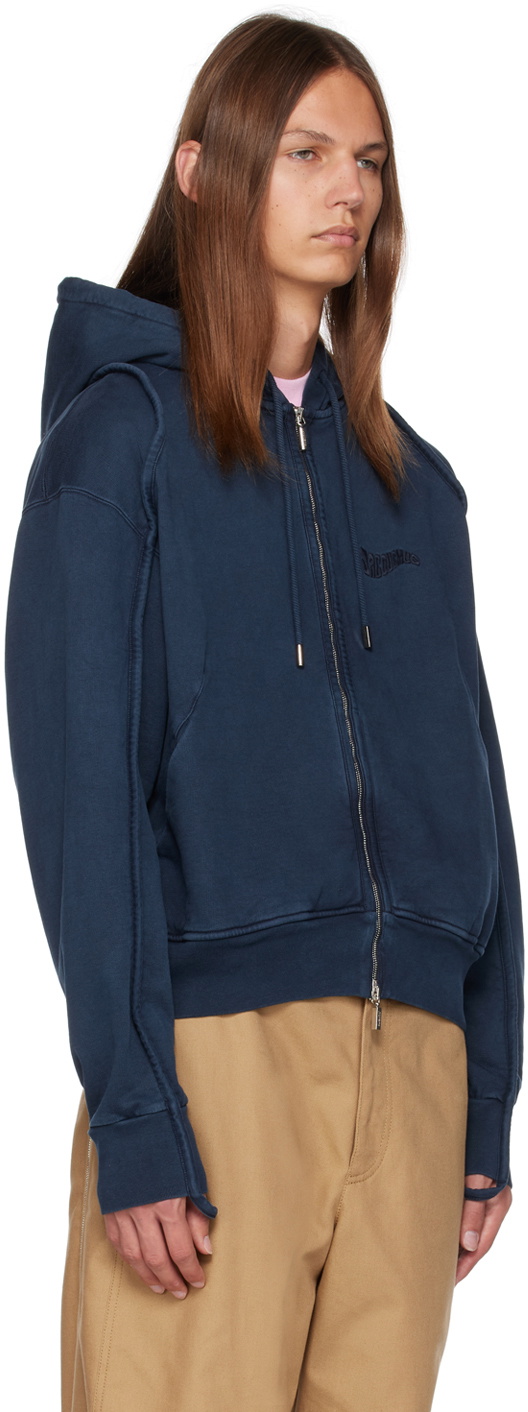 Jacquemus Le Chouchou zip upパーカー Jacquemus Navy Le Chouchou 'Le Sweater Camargue Zippé' Hoodie