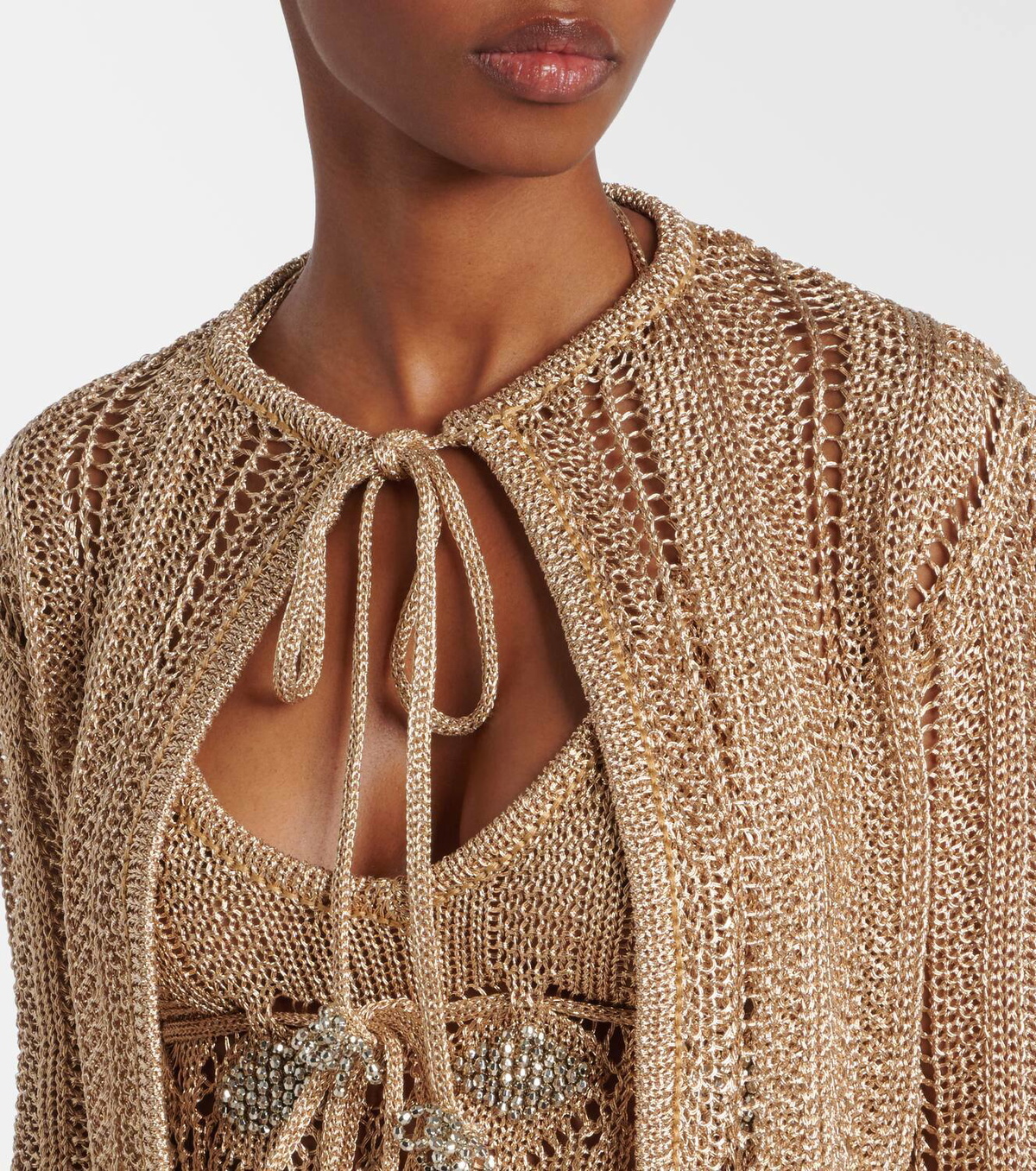 Rabanne Crochet embellished cropped cardigan