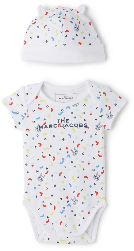 Photo: Marc Jacobs Baby White Bunny Logo Bodysuit & Beanie Set