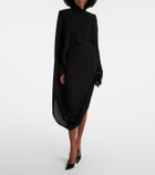 Mugler Asymmetric caped crêpe midi dress