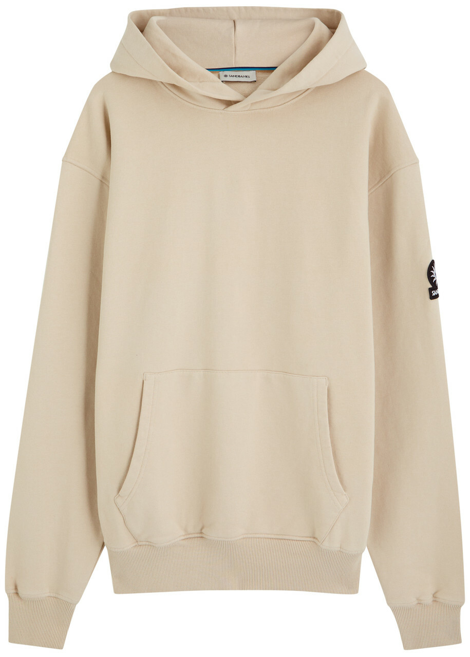 Sandbanks Badge Logo Hooded Cotton Sweatshirt Grey